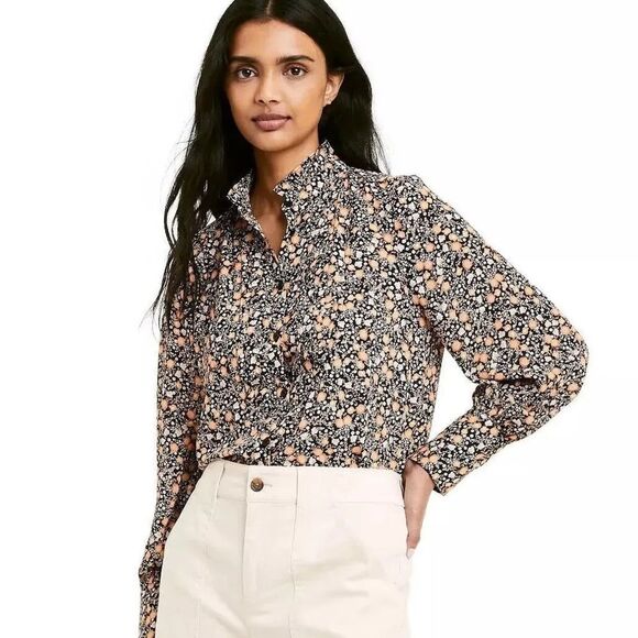 Nili Lotan x Target Long Sleeve Pintuck Blouse Floral Print Size XS - Picture 1 of 12